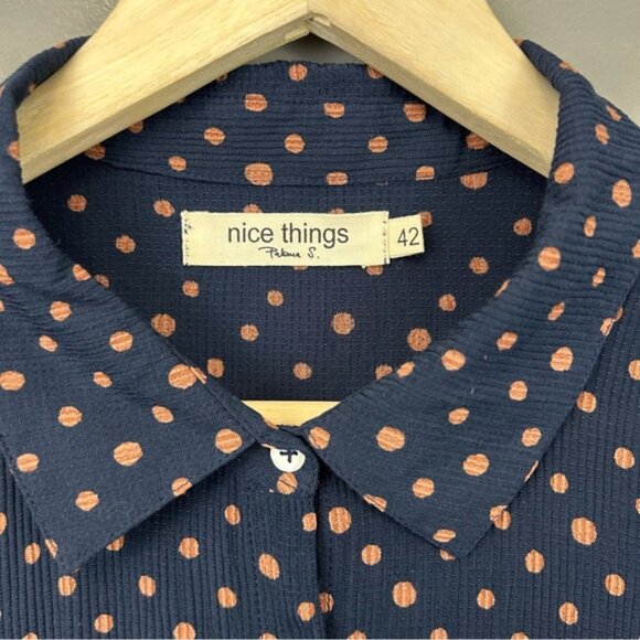 Nice Things Paloma S. Navy Collared Long Sleeve Dress Size 10 - Picture 10 of 12